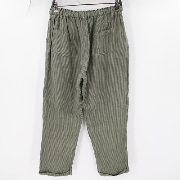 Meo Meli Pants Womens 30 Linen Lagenlook Straight Leg Cropped Drawstring Italian - Picture 3 of 10